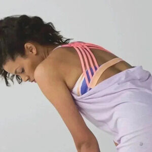 Lululemon Wild Tank Bleacher Stripe Grapefruit Pretty built in bra Purple